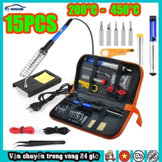 【Hàng giao ngay Bộ 15 món Mỏ hàn thiếc điều chỉnh nhiệt độ, máy hàn chì mini, mỏ hàn tq936 60w 220v và phụ kiện hàn