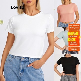 Áo thun Lovito cổ thuyền kiểu cơ bản thông thường L18X101 (Màu Trắng/Hồng/Xanh dương/Đen)