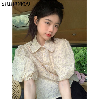 Shihanrou NZN Áo Sơ Mi Hoa Nữ Mùa Hè Mới Cổ Búp Bê Top