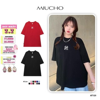 Áo phông mlb nữ form rộng tay lỡ unisex chất vải cotton AT120 Miucho in logo