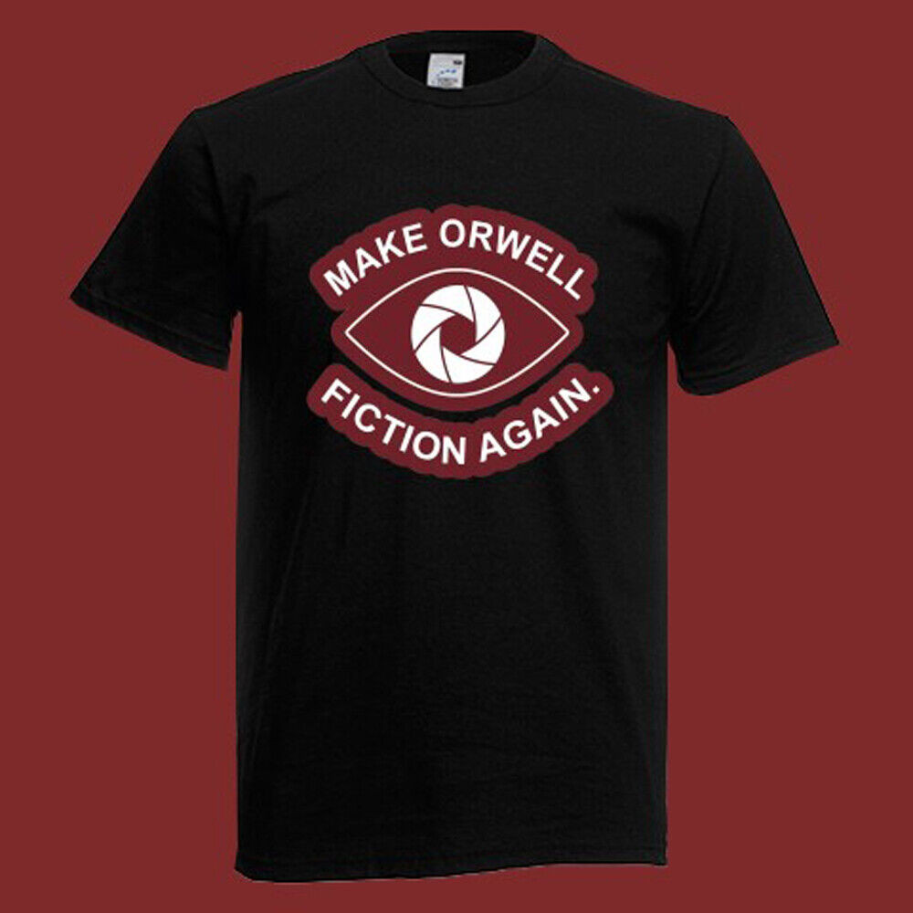 Make Orwell Fiction Again Logo Áo thun nam màu đen