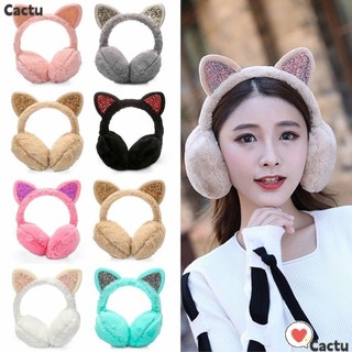 Băng Đô Cài Tóc Phủ Lông Giữ Ấm Mùa Đông Đính Sequin Xinh Xắn Cho Bạn Gái