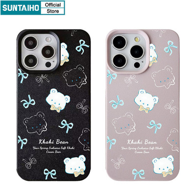 Suntaiho Đẹp Dễ Thương Vỏ Gấu Họa Tiết Nơ Ốp lưng Iphone 11 12 13 14 15 16 Pro Max IP 7 8 Plus Iphon X Xs XR Xs Max Silicon Mềm Cao Cấp Chống Sốc Ốp Lưng