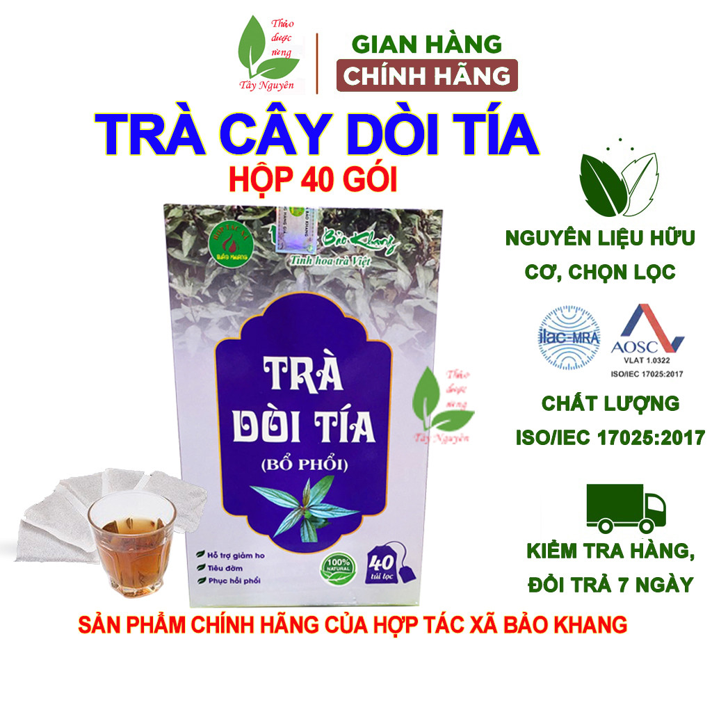 Cây dòi tía (hộp 40 gói), trà túi lọc cây bọ mắm, bổ phổi, ho dai dẳng, lâu ngày, ho lao, thải độc