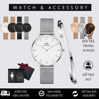 [Tặng Kèm Hộp Nơ] Đồng Hồ Nữ Daniel Welington Classic Petite Sterling White & Vòng Tay D_W Cuff Chính Hãng