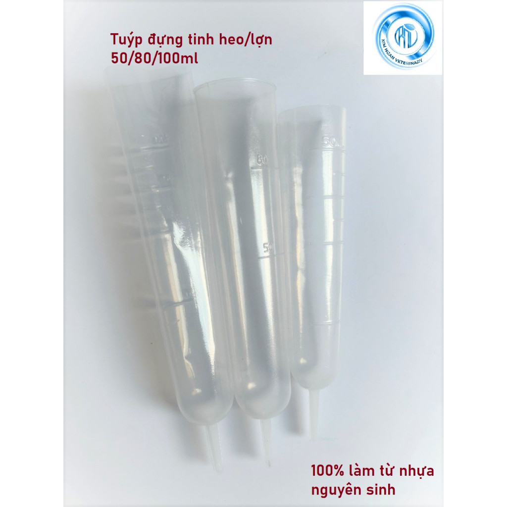 Set 100 cái Tuýp đựng tinh heo/ lợn 50ml/80ml/100ml dùng trong chăn nuôi