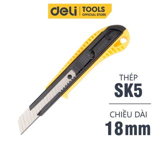 Dao Rọc Giấy, Cắt Dây Điện Deli Cao Cấp - Lưỡi Dao SK5 Sắc Bén 18mm - Sử Dụng Trong Gia Đình, Sửa Chữa Điện