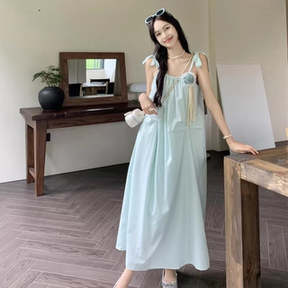 Phong Cách Pháp Trà Phá Dây Đeo Đầm Nữ Mùa Hè Cổ Tích Siêu Cổ Tích Mori Ngọt Hồng Đi Biển Dài Đầm Cho Kỳ Nghỉ Bên Biển