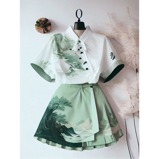 Phong cách Trung Quốc mới cải tiến Hanfu Top Váy phong cách Trung Quốc Bộ đồ hai mảnh