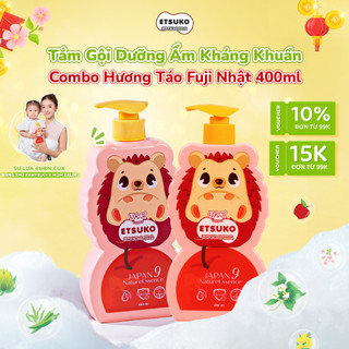 Combo 2 Chai Tắm Gội Cho Bé ETSUKO Nhật 400ml Dưỡng Ẩm Dịu Nhẹ Kháng Khuẩn Bảo Vệ Cho Bé, An Toàn Cho Da Nhạy Cảm