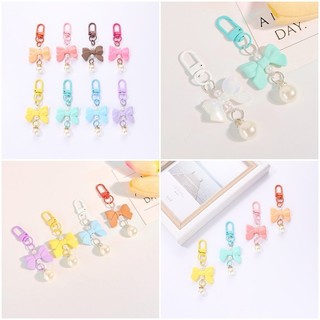 Kẹo Màu Móc Khóa Nơ Dễ Thương Móc Khóa Ngọc Trai Móc Chìa Khóa Túi Mặt Dây Chuyền Trang Trí Sinh Viên Quà Tặng Vật Dụng