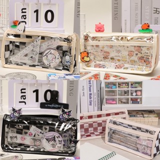 Tối Giản Trong Suốt Dung Tích Lớn Hộp Đựng Bút Chì Sinh Viên Đa Năng Tam Giác Túi Đựng Di Động Chống Thấm Nước Văn Phòng Phẩm Lưu Trữ