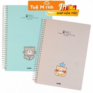 Sổ caro 6x6 mm 300 trang A4 lò xo đơn Klong MS 591 tập vở bìa Doodle cute VPP Tuệ Minh