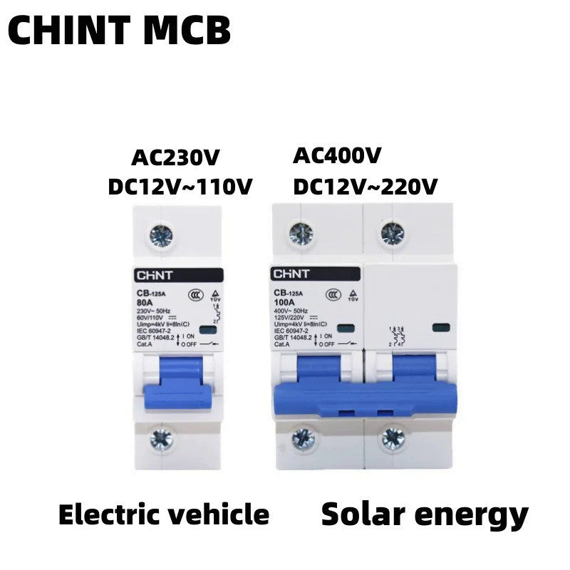 CHINT CB-60A CB-125A DC110V 220V Công Tắc Không Khí Cho Xe Điện Năng Lượng Mặt Trời Truyền Thông 1A 