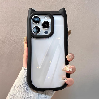 Ốp Điện Thoại Tai Mèo Dễ Thương Thời Trang Cho Apple iPhone 14 15 Pro 11 13 Pro Max 12 Khung Chống Sốc Acrylic Trong Suốt Ốp Lưng