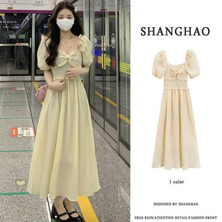 Váy body dáng dài Váy đi biển Váy cottagecore Mùa Hè 2024 Phong Cách Mới Tình Yêu Đầu Tiên Váy Dài Nữ Pháp Nơ Ngọt Ngào Ôm Hơn Nhìn Mỏng Hơn Bao Da Béo Tuổi @ -