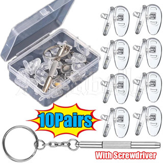 20 Chiếc Hộp Kính Miếng Lót Mũi Có Tua Vít - Miếng Lót Mũi Silicon Chống Trơn Trượt Mềm - Dụng Cụ Sửa Chữa Thay Thế Vít - Đệm Không Khí Đệm Kính Mắt Đệm - Miếng Đệm Mũi Trong Suốt