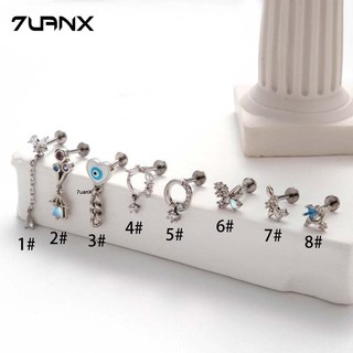1 Cái G23 Titan Chèn Đẩy Pin Bướm Tua Rua Zircon Lip Labret Sut Sụn Tai Xoắn Xuyên