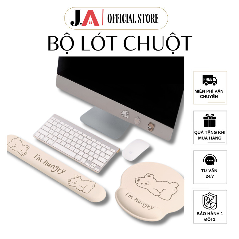 Bộ Miếng Lót Chuột Có Đệm Cổ Tay Và Đệm Bàn Phím Họa Tiết Dễ Thương - Miếng lót chuột JA OFFICIAL.