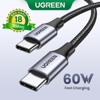 UGREEN Type-C 60W Cáp Sạc USB C Sang USB C Cho iPhone 15 Samsung Xiaomi Air Macbook iPad Pro 12.9 11