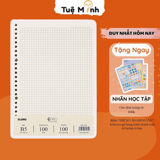 Giấy refill ruột sổ còng B5 Caro 6x6 mm nét đứt 100 tờ (200 trang) dày 100gsm MS 532 KLONG