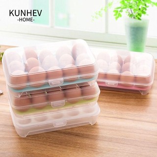 KUNHEV Đựng Thực Phẩm, Hộp Đựng Tủ Lạnh 15 Lưới Trứng Tươi Hộp Bảo Quản, Cắm Trại Dã Ngoại Có Nắp Ngăn Nhựa Hộp Đựng Trứng Nhà Bếp
