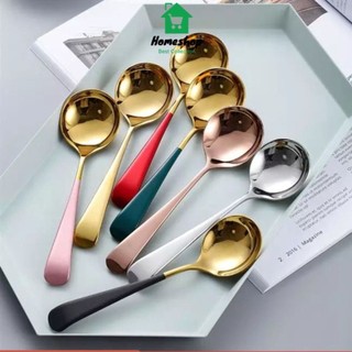 Thìa ăn cơm bằng inox mạ vàng cán dài nhiều mầu _gd888