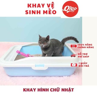 Khay vệ sinh mèo Orgo chữ nhật kèm xẻng xúc cát vệ sinh mèo