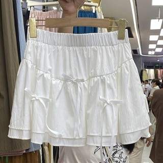 Milyfashion  2024Summer New French Style Bow Design Sense Pleating High Waist Skirt Slimming Puffy Cake Dress Skirt