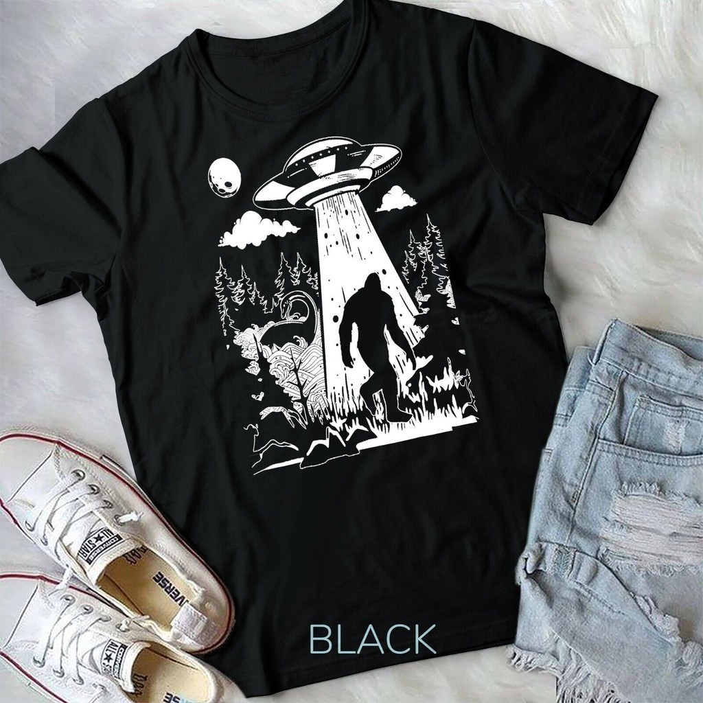 Bigfoot Ufo Abduction Sasquatch & Aliens & Loch Ness Monster Áo thun Unisex