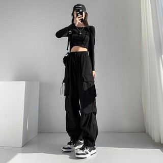 Quần Phong Cách Mỹ Nhảy Múa Chiên Phố Nam Đen Quần Thường Ngày Nữ Mỏng Phong Cách Jazz Phong Cách Mới Quần Áo Xuân Hè 2023 Thể Thao 5UBG