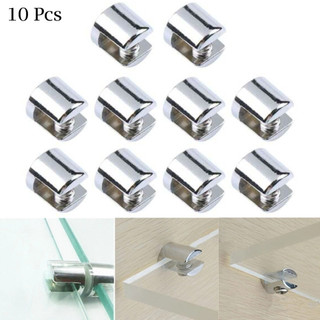 10 Pcs Glass Shelf Support Clamps Brackets Clip Chrome Shelves 6-8mm Clip Tools