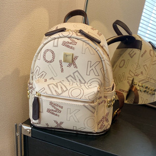 Ba lô đi học, balo đi chơi nam nữ trơn basic sz40 chống thấm da gạo in chữ K329
