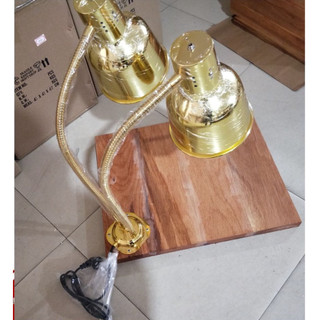 Đèn hâm nóng thức ăn mặt gỗ 2 bóng
