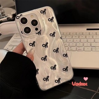 Ốp Nơ Đen Lấp Lánh Cho Xiaomi 14T 14T Pro Redmi 14C A3 Pro 4G Note 14 Pro Pro + Vỏ Mềm Thời Trang Bảo Vệ Chất Liệu Bóng Vỏ Điện Thoại