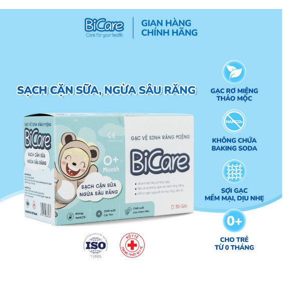 [Mẫu mới] Hộp Gạc Rơ Lưỡi BiCare Vệ Sinh Răng Miệng Cho Bé - 1 Hộp 5 Gói