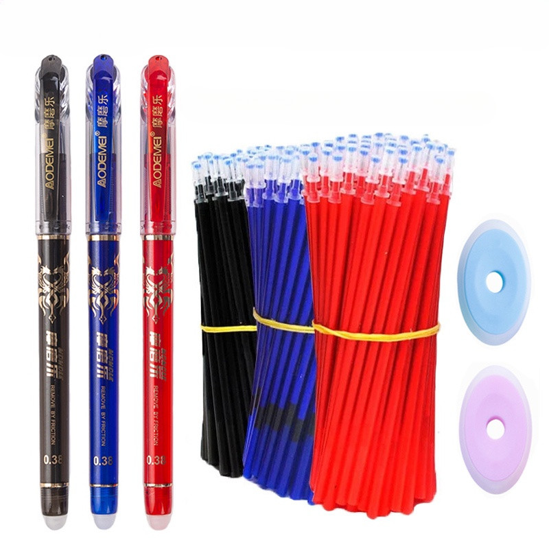 0.38mm erasable neutral pen set pen+pen core+eraser blue/black/red student stationery/office supplie