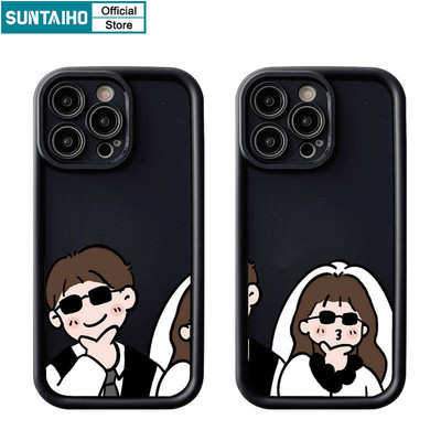 Suntaiho Thời Trang Dễ Thương Vỏ Điện Thoại Họa Tiết Cặp Đôi Cưới Cho Iphone 15 14 12 13 11 Pro Max IP 7 8 Plus Iphon X Xs XR Xs Max Silicone Mềm Cao Cấp Chống Sốc Ốp Lưng