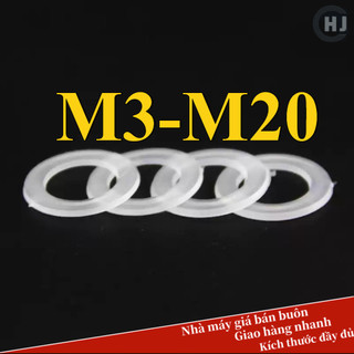 vòng đệm nhựa phẳng Long đền nhựa trắng các cỡ ，vòng đệm  Cao Su PE M3-M20 (HJC-DM-w)