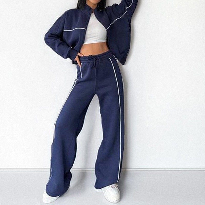 Bộ đồ nữ - Bộ đồ thể thao mùa thu đông Uniqlo với áo Hoodie Cardigan dáng rộng & quần ống rộng