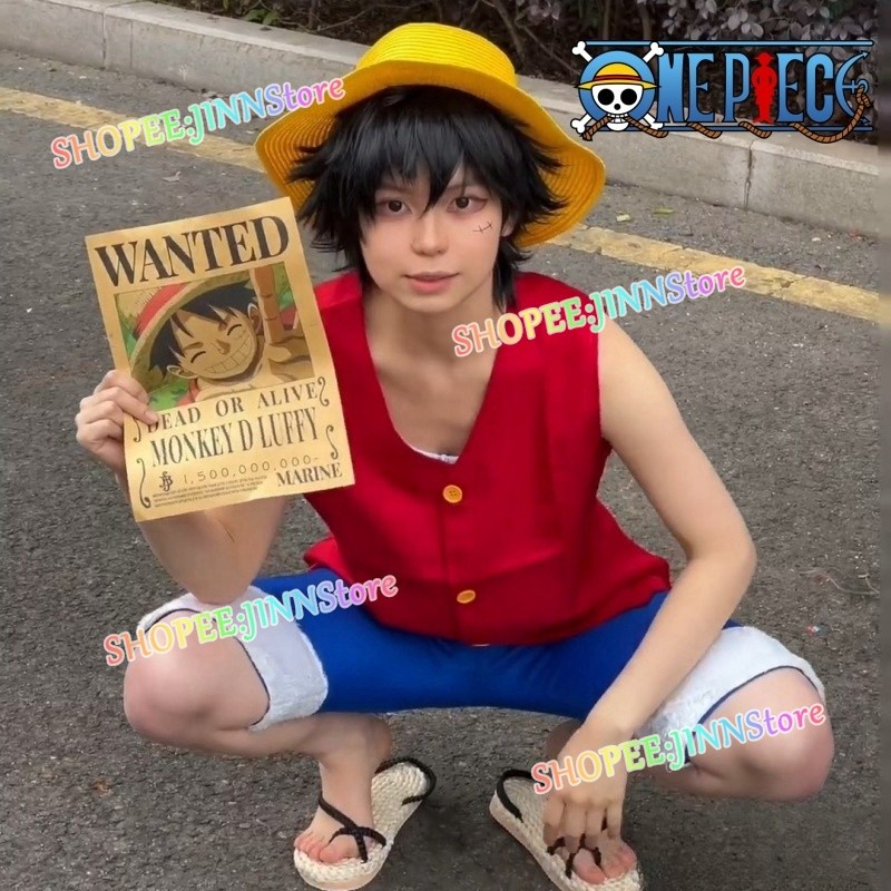 - Jinn - Monkey D LUFFY Trang Phục Hóa Trang Anime ONE PIECE Cosplay LUFFY NIKA Đồng Phục Tóc Giả Mũ