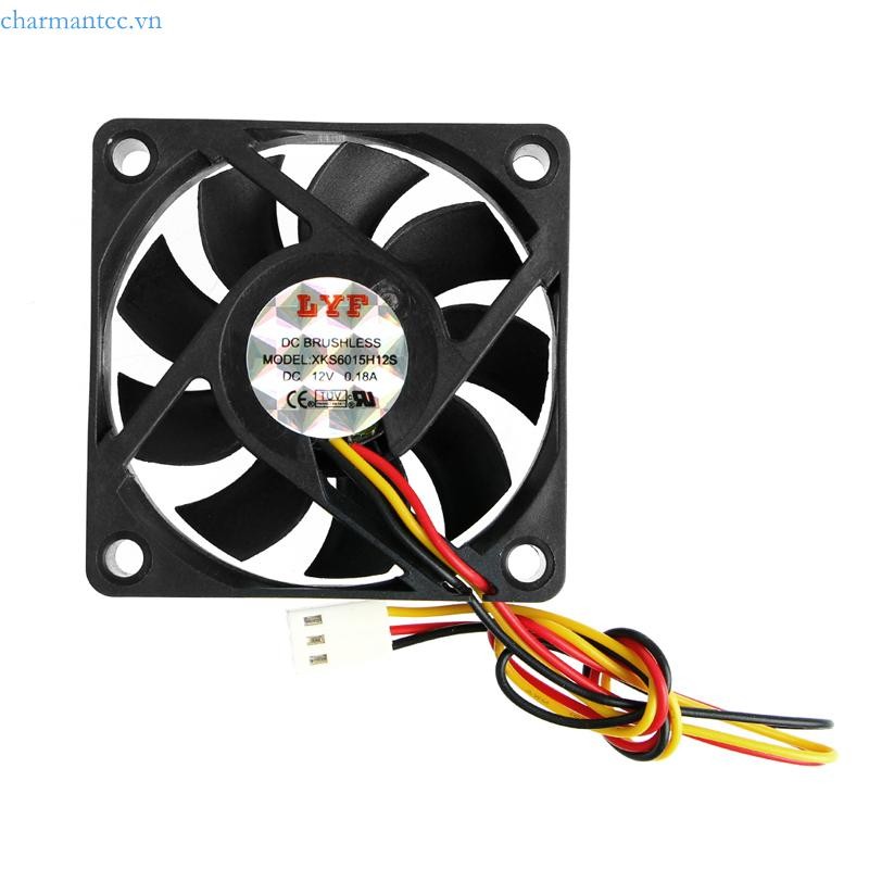 DC 12V 3-Pin 60x60x15mm PC Computer CPU System Sleeve-Bearing Cooling Fan 60