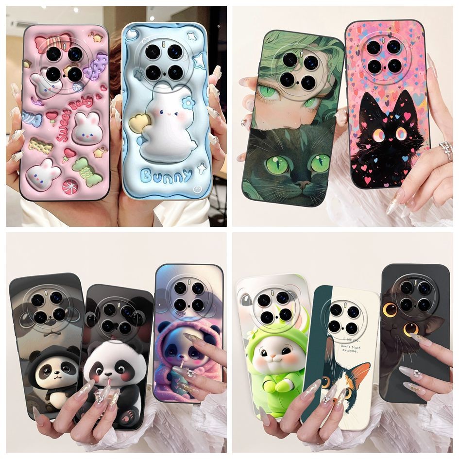 Vỏ Cho Honor Magic 7 Pro / Magic 7 Ốp Điện Thoại Mèo Gấu Trúc Đáng Yêu Hoạt Hình Silicon Mềm Mờ Dành