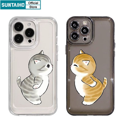 Suntaiho Ngộ nghĩnh Dễ Thương Vỏ Hoạt Hình Mèo Cặp Đôi Họa Tiết Ốp Điện Thoại Cho Iphone 11 12 13 14 15 16 Pro Max IP 7 8 Plus Iphon X Xs XR Xs Max TPU Mềm Cao Cấp Chống Sốc Ốp Lưng