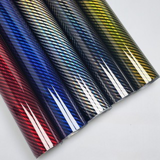  PET Độ Bóng Cao Laser Cầu Vồng 9D Sợi Carbon Vinyl Dán Xe Máy Thân Xe Máy Dán Phim Ô Tô Có Phụ Kiện Bọc Giấy Dán 