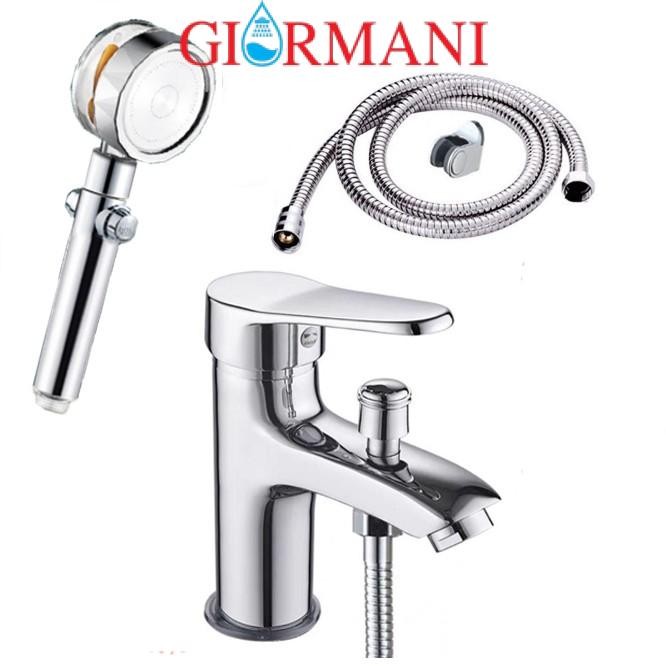 Sen liền vòi, Vòi rửa mặt lavabo kiêm sen tắm nóng lạnh kèm bát sen tăng áp cánh quạt SNL45-VHS13 kè