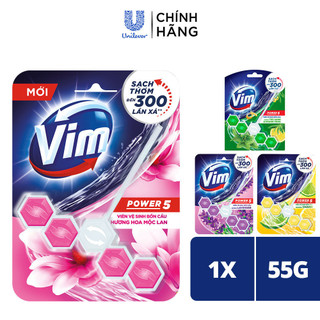 Viên treo bồn cầu vim power 5 sạch khuẩn thơm mát - 55g/viên