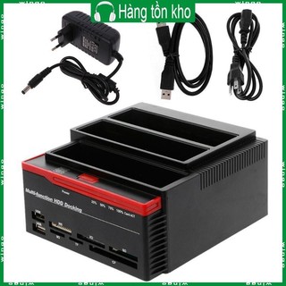 Win USB 3 0 Dual Bay Ổ Cứng Dock Cho 2 5 3 5 HDD SSD Có Đầu Đọc Thẻ