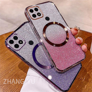 Ốp điện thoại OPPO A15 A15S A35 Miếng dán hút từ tính Giấy bóng Gradient mới Bột lấp lánh Vỏ mềm mạ điện trong suốt