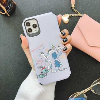 Ốp Lưng Da IMD Stitch Beautiful - Nền Xanh - R069